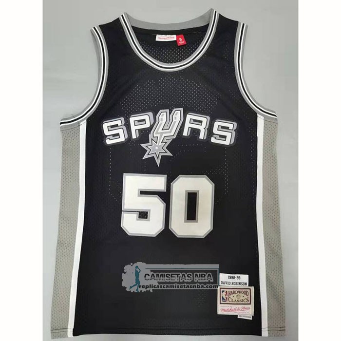 Camiseta San Antonio Spurs David Robinson NO 50 Mitchell & Ness 1998-99 Negro